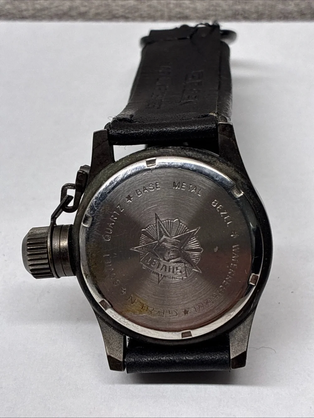 Clean Gruen Soviet CCCP Wristwatch. Black Green Watch Strap/not Working